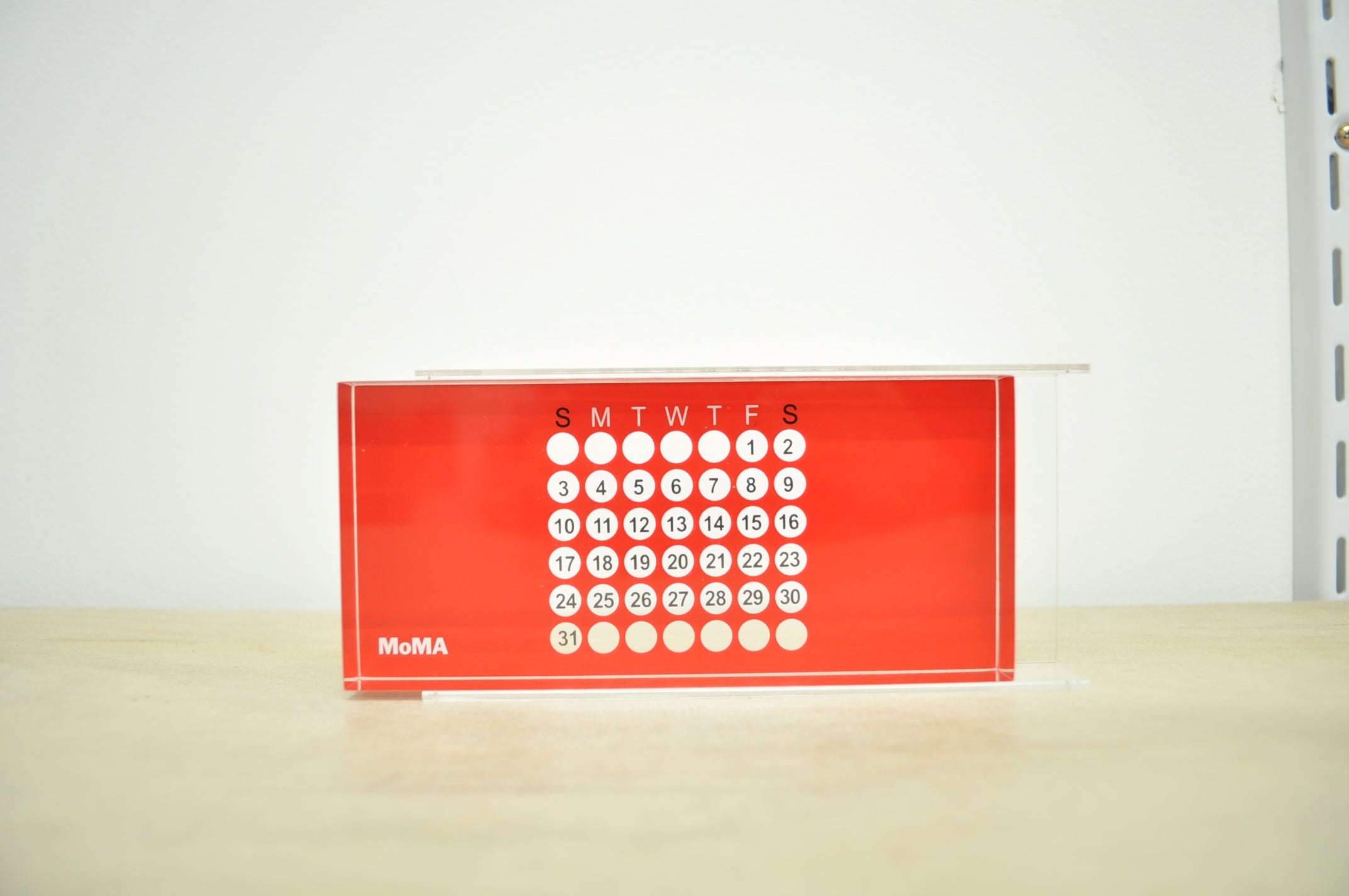 MoMA Acrylic Perpetual Calendar in Red. Case 22